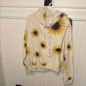 Altered State Cream Sunflower Print Cowl Neck Sweater